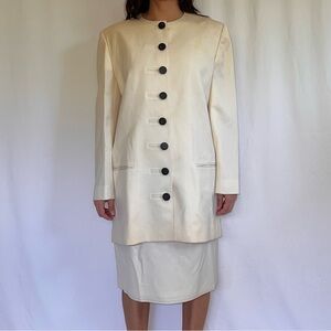 Harve Benard Vintage Cream Wool Skirt Suit with Jacket Set